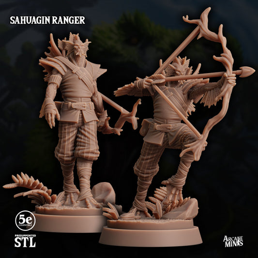 Sahuagin Ranger Bow Monster | Medium | Sordane Publishing | D&D DnD Pathfinder Miniature