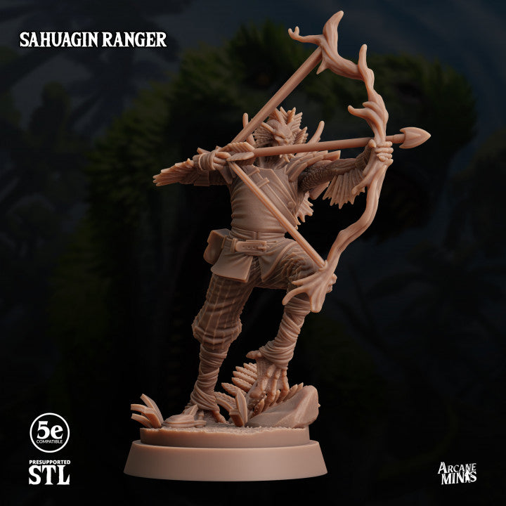 Sahuagin Ranger Bow Monster | Medium | Sordane Publishing | D&D DnD Pathfinder Miniature