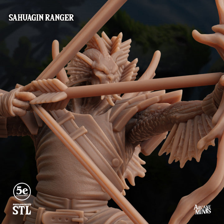 Sahuagin Ranger Bow Monster | Medium | Sordane Publishing | D&D DnD Pathfinder Miniature