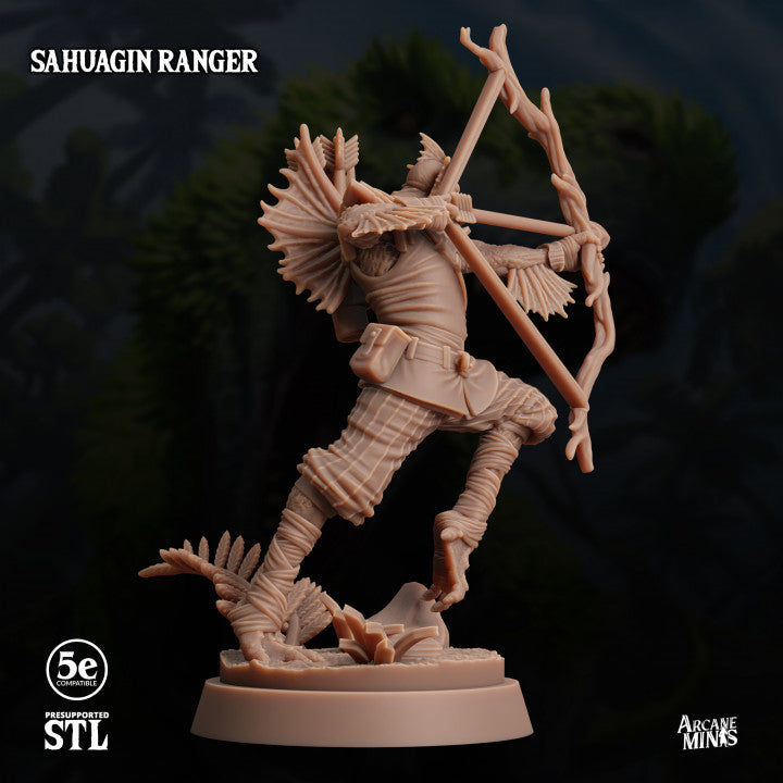 Sahuagin Ranger Bow Monster | Medium | Sordane Publishing | D&D DnD Pathfinder Miniature