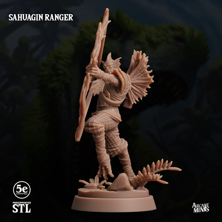 Sahuagin Ranger Bow Monster | Medium | Sordane Publishing | D&D DnD Pathfinder Miniature