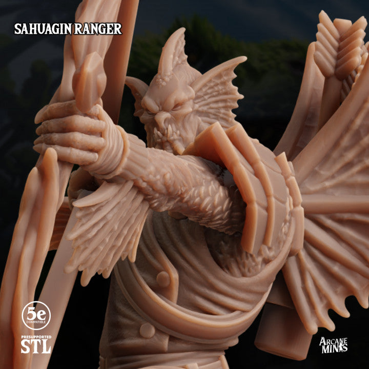 Sahuagin Ranger Bow Monster | Medium | Sordane Publishing | D&D DnD Pathfinder Miniature