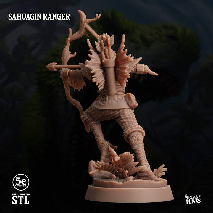 Sahuagin Ranger Bow Monster | Medium | Sordane Publishing | D&D DnD Pathfinder Miniature