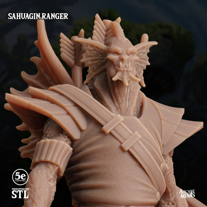 Sahuagin Ranger Bow Monster | Medium | Sordane Publishing | D&D DnD Pathfinder Miniature