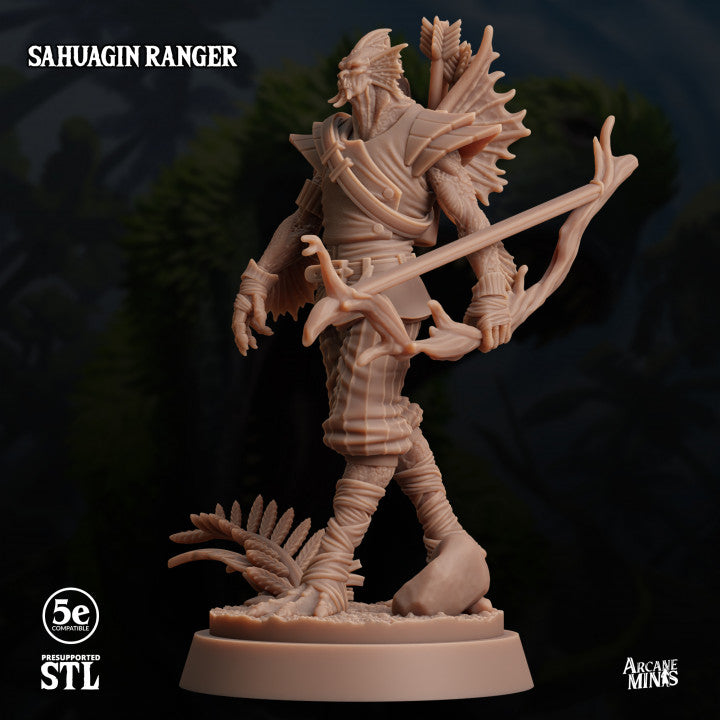 Sahuagin Ranger Bow Monster | Medium | Sordane Publishing | D&D DnD Pathfinder Miniature