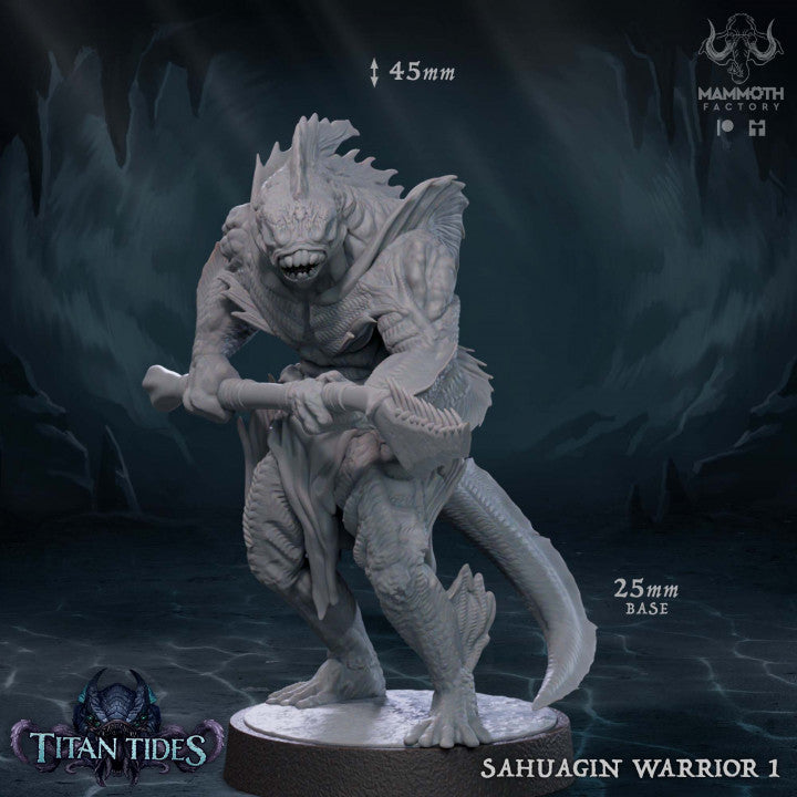 Sahuagin Warrior Humanoids Monsters | Medium | Mammoth Factory | D&D DnD Pathfinder Miniature