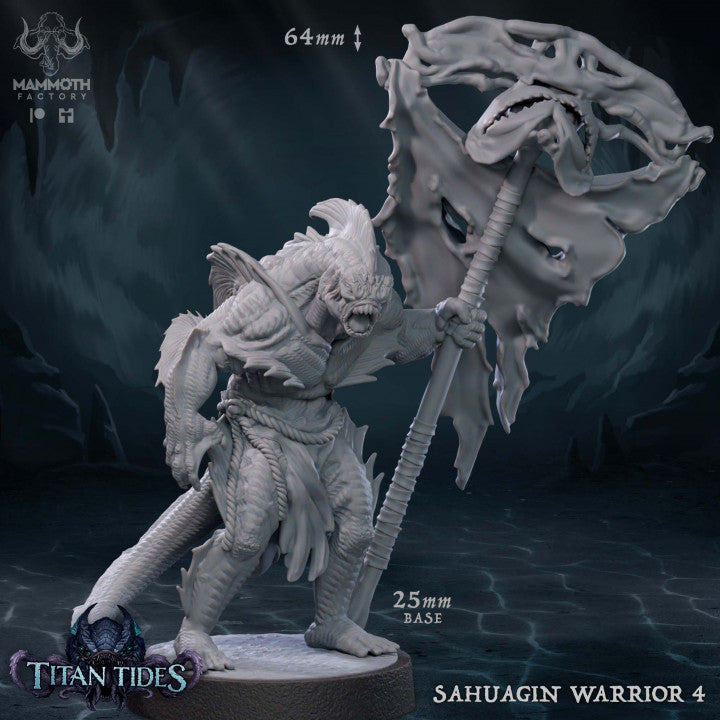 Sahuagin Warrior Humanoids Monsters | Medium | Mammoth Factory | D&D DnD Pathfinder Miniature