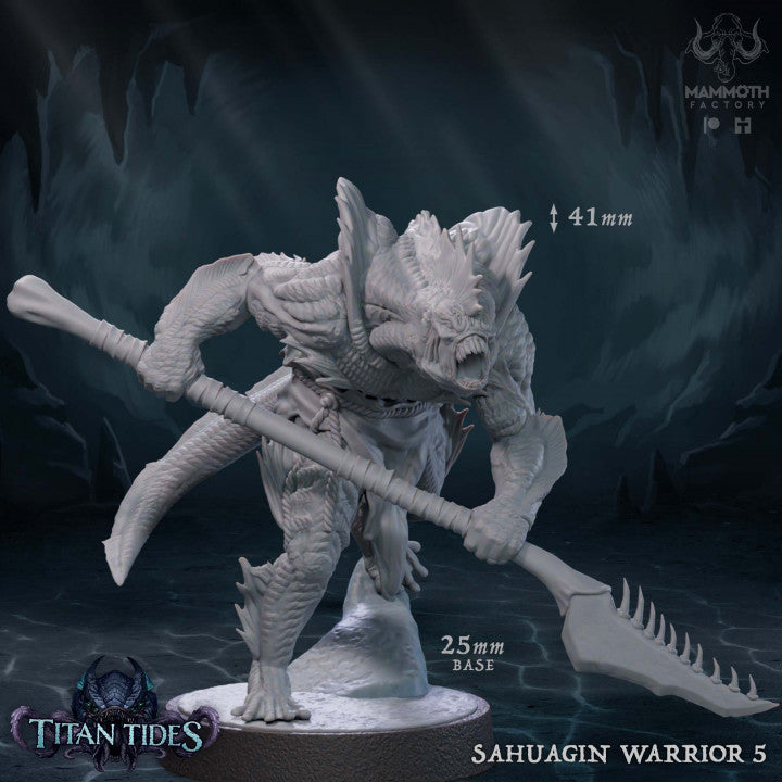 Sahuagin Warrior Humanoids Monsters | Medium | Mammoth Factory | D&D DnD Pathfinder Miniature