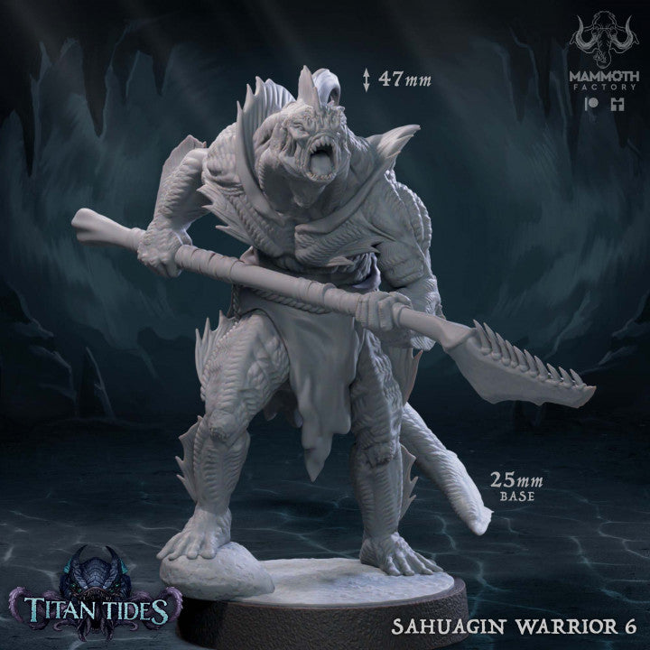 Sahuagin Warrior Humanoids Monsters | Medium | Mammoth Factory | D&D DnD Pathfinder Miniature