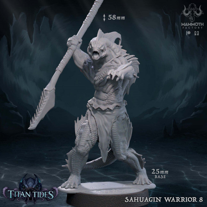 Sahuagin Warrior Humanoids Monsters | Medium | Mammoth Factory | D&D DnD Pathfinder Miniature