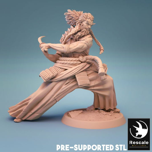 Samurai Fighter Striking Pose | Medium | Rescale Miniatures | D&D DnD Pathfinder Miniature