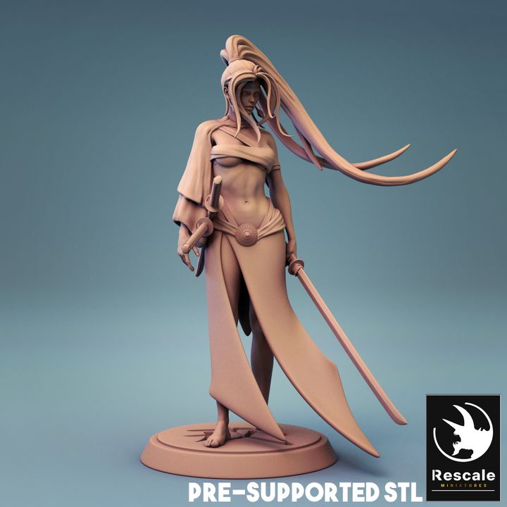 Samurai Fighter Katana Warrior | Medium | Rescale Miniatures | D&D DnD Pathfinder Miniature