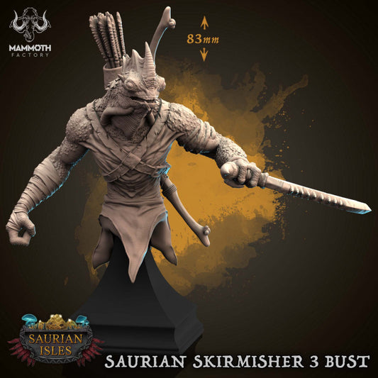 Saurian Skirmisher Bust - Armed (83mm Base)