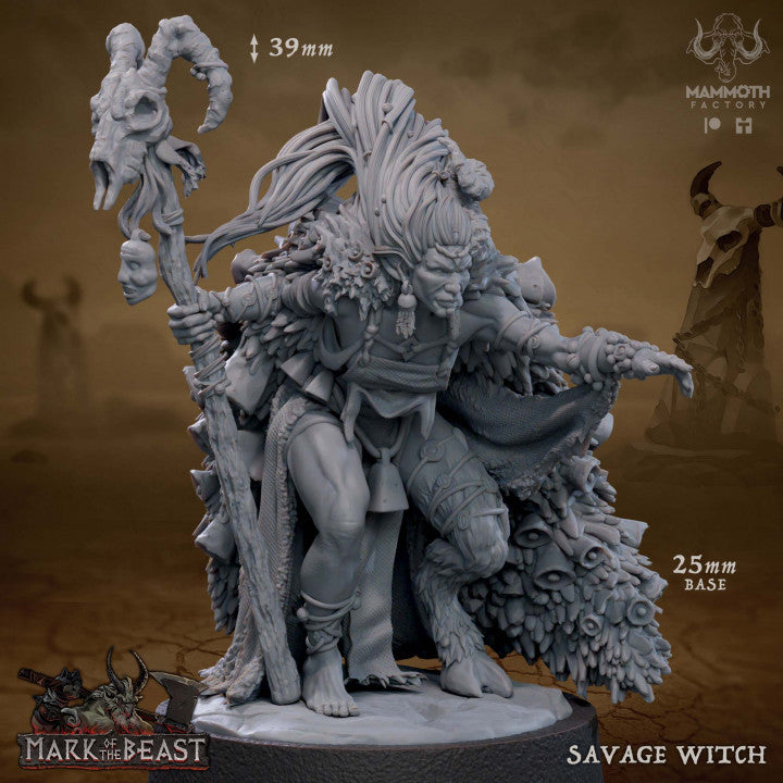 Savage Witch Magic Spellcaster Shaman | Medium | Mammoth Factory | D&D DnD Pathfinder Miniature