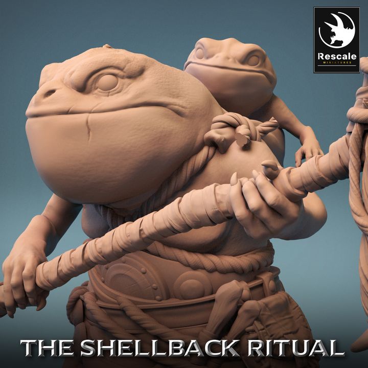 Collection ShellBack Croaker Amphibian Warrior Monstrosities | Medium | Rescale Miniatures | D&D DnD Pathfinder Miniature
