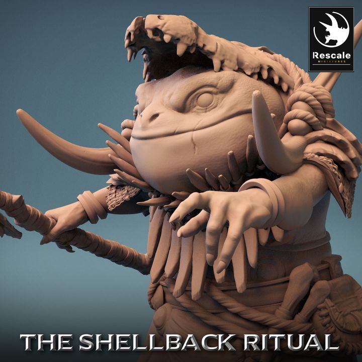 Collection ShellBack Croaker Amphibian Warrior Monstrosities | Medium | Rescale Miniatures | D&D DnD Pathfinder Miniature