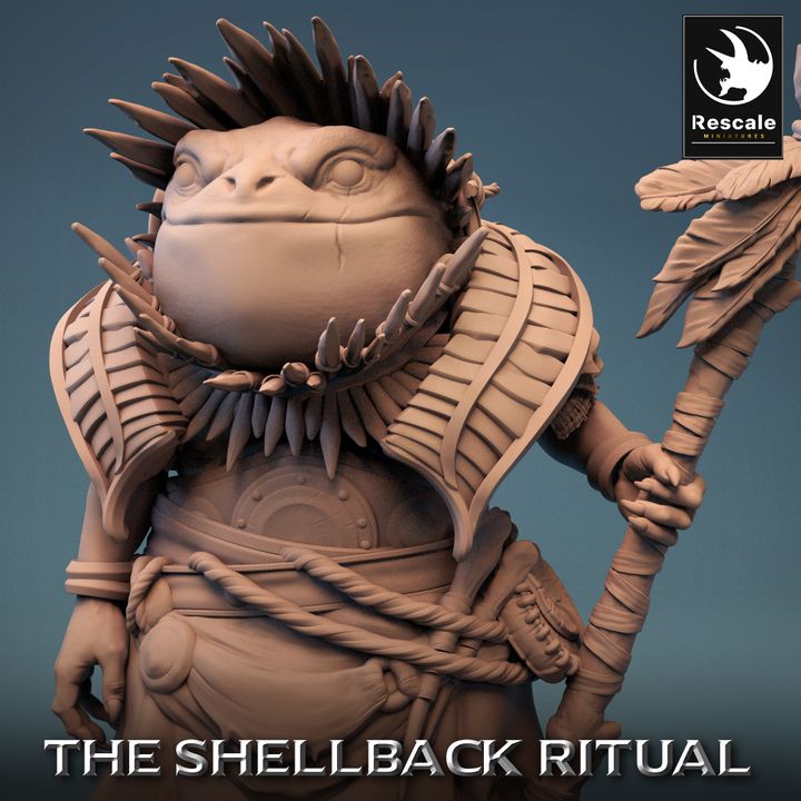 Collection ShellBack Croaker Amphibian Warrior Monstrosities | Medium | Rescale Miniatures | D&D DnD Pathfinder Miniature