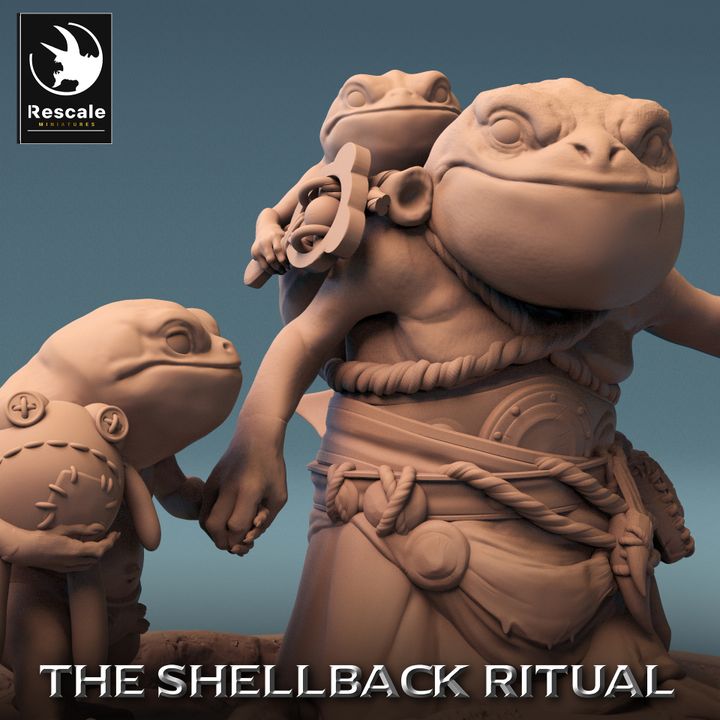 Collection ShellBack Croaker Amphibian Warrior Monstrosities | Medium | Rescale Miniatures | D&D DnD Pathfinder Miniature