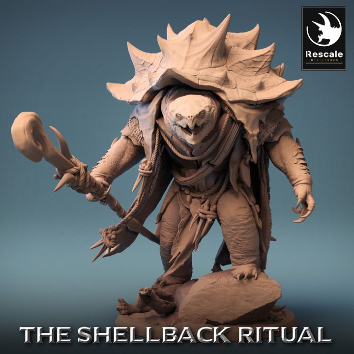 Tortle Druid Wizard Monster | Large | Rescale Miniatures | D&D DnD Pathfinder Miniature