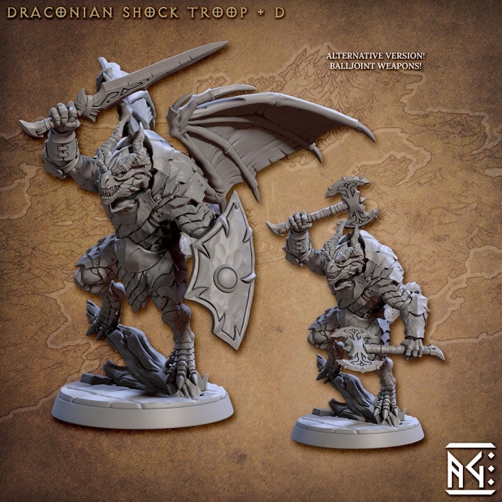 Draconian Dragonborn Fighter Wings | Medium | Artisan Guild | D&D DnD Pathfinder Miniature