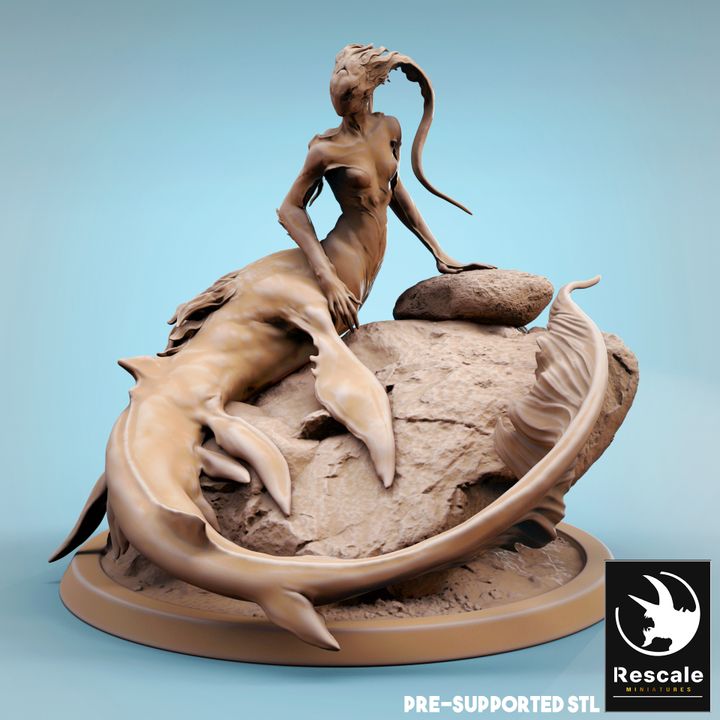 Mermaid Spear Wielder Ocean Creature | Large | Rescale Miniatures | D&D DnD Pathfinder Miniature