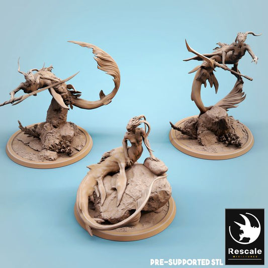Mermaid Spear Wielder Ocean Creature | Large | Rescale Miniatures | D&D DnD Pathfinder Miniature