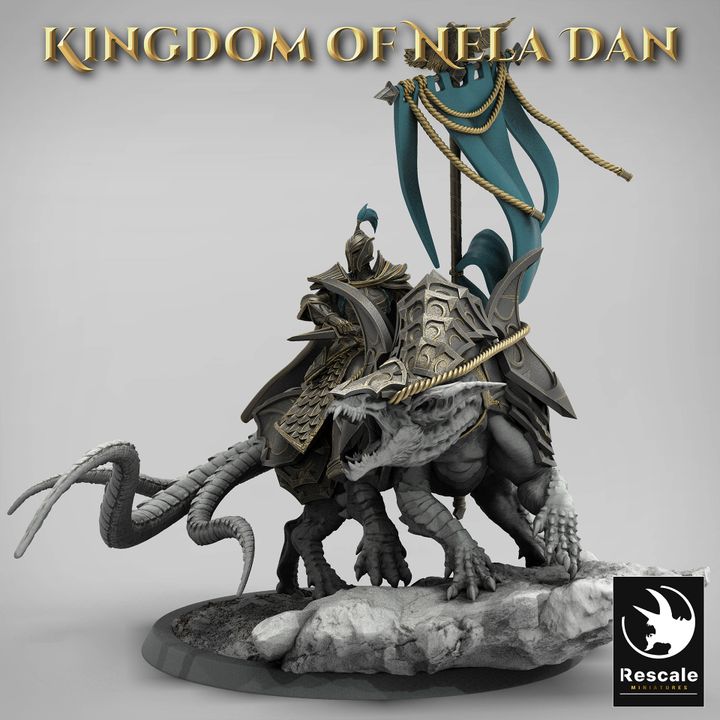 Mounted Elf Beast Rider Banner | Large | Rescale Miniatures | D&D DnD Pathfinder Miniature