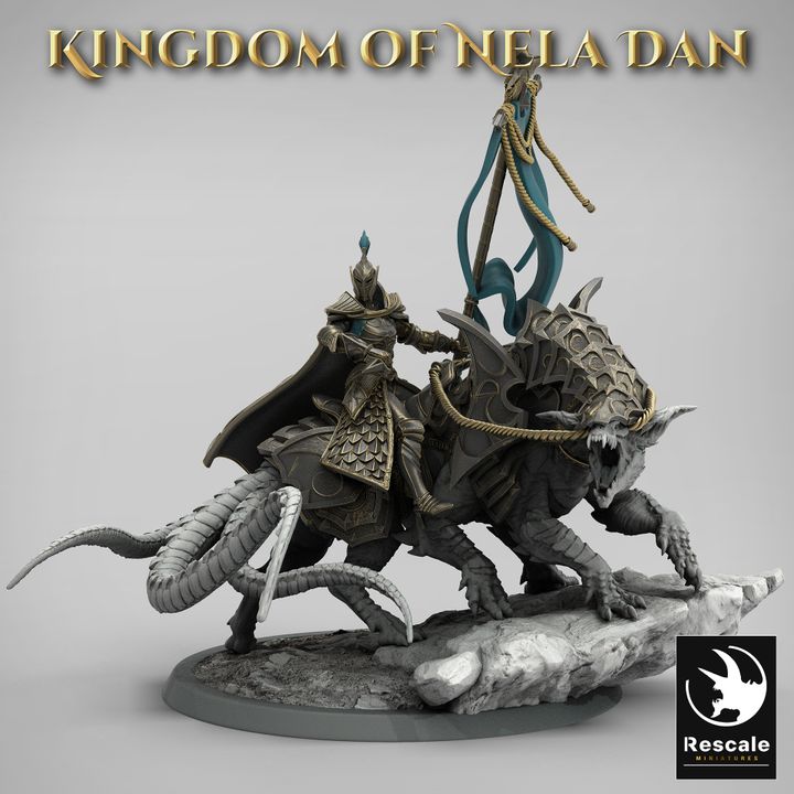 Mounted Elf Beast Rider Banner | Large | Rescale Miniatures | D&D DnD Pathfinder Miniature