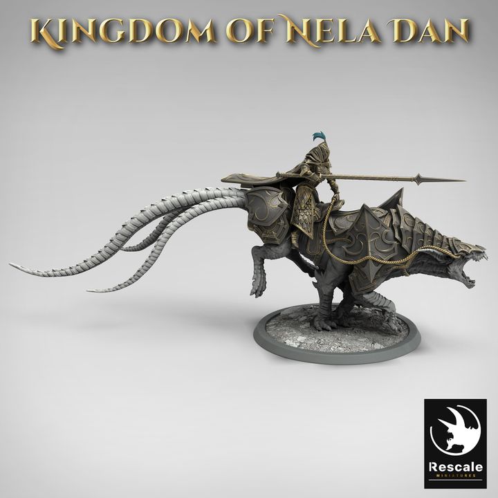 Spear Elf Mounted Warrior Cavalry | Large | Rescale Miniatures | D&D DnD Pathfinder Miniature