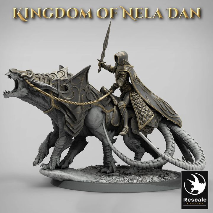 Mounted Sword Elf Beast Rider | Large | Rescale Miniatures | D&D DnD Pathfinder Miniature