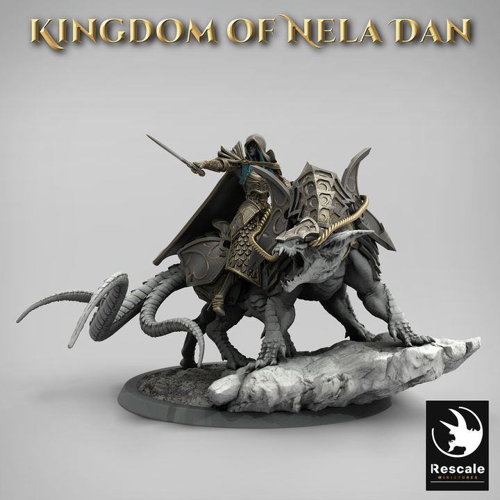 Elf Warrior Mounted Beast | Large | Rescale Miniatures | D&D DnD Pathfinder Miniature