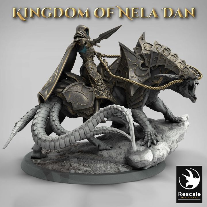 Elf Warrior Mounted Beast | Large | Rescale Miniatures | D&D DnD Pathfinder Miniature