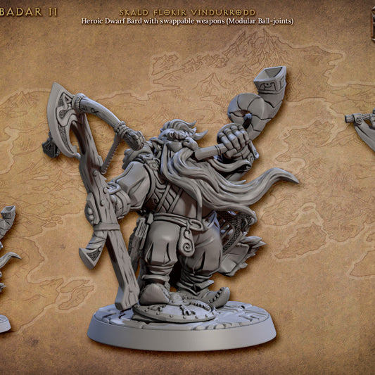 Skald Flokir Vindurrodd - Bard (25mm Base)