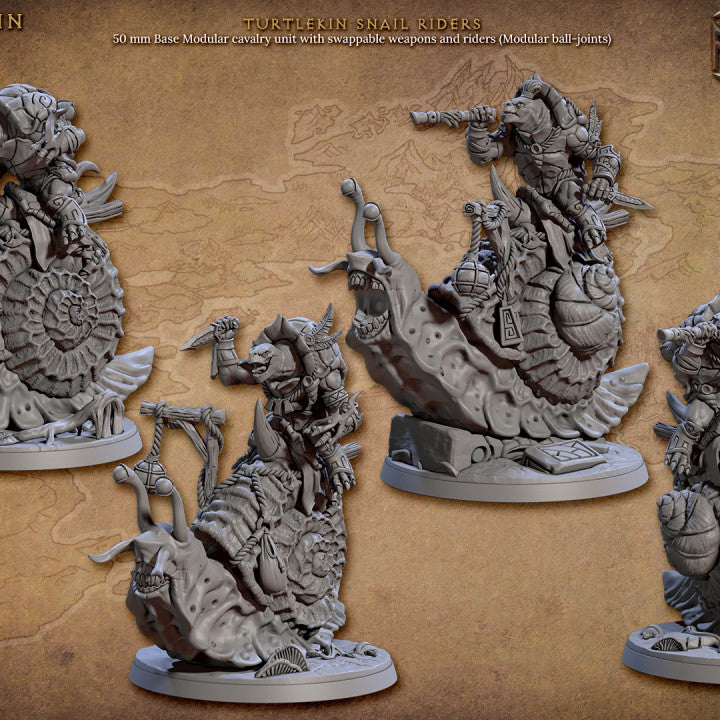 Giant Snail Turtlekin Mounted Warrior | Large | Artisan Guild | D&D DnD Pathfinder Miniature