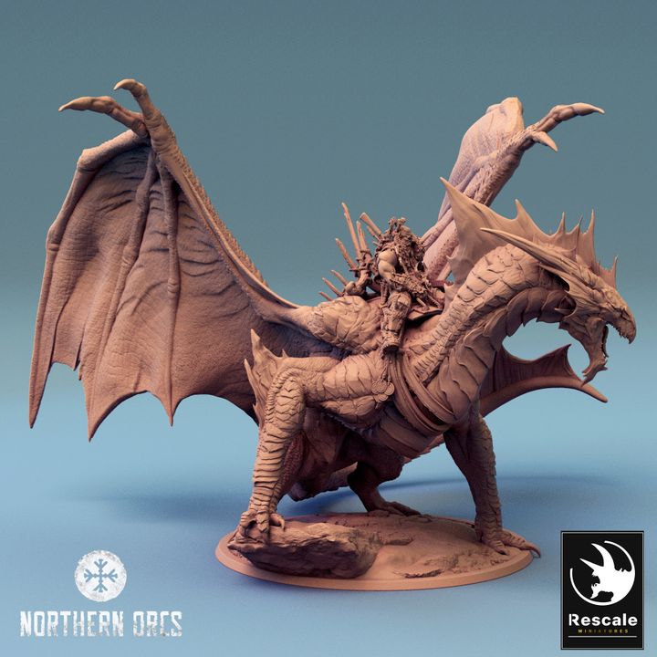 Legendary Metallic Silver Dragon Landed - Mounted (100mm Base)