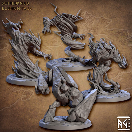 Elemental Beings Earth Fire Water Air | Medium | Artisan Guild | D&D DnD Pathfinder Miniature