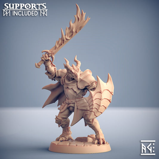 Dragonguard Knight - Flaming (25mm Base)