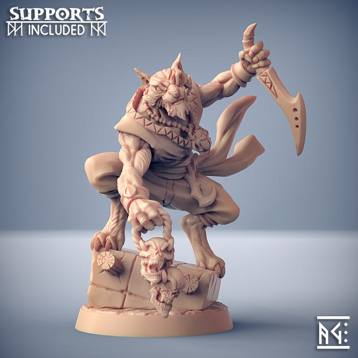 Rakshakin Feline Warrior Bounty Hunter | Medium | Artisan Guild | D&D DnD Pathfinder Miniature