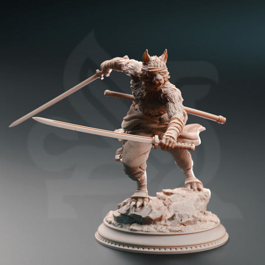 Tabaxi Samurai Fighter Swordmaster | Medium | DM Stash | D&D DnD Pathfinder Miniature