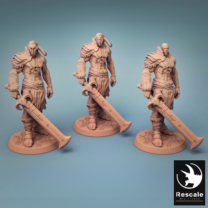Barbarian Warrior Axe Pose | Medium | Rescale Miniatures | D&D DnD Pathfinder Miniature
