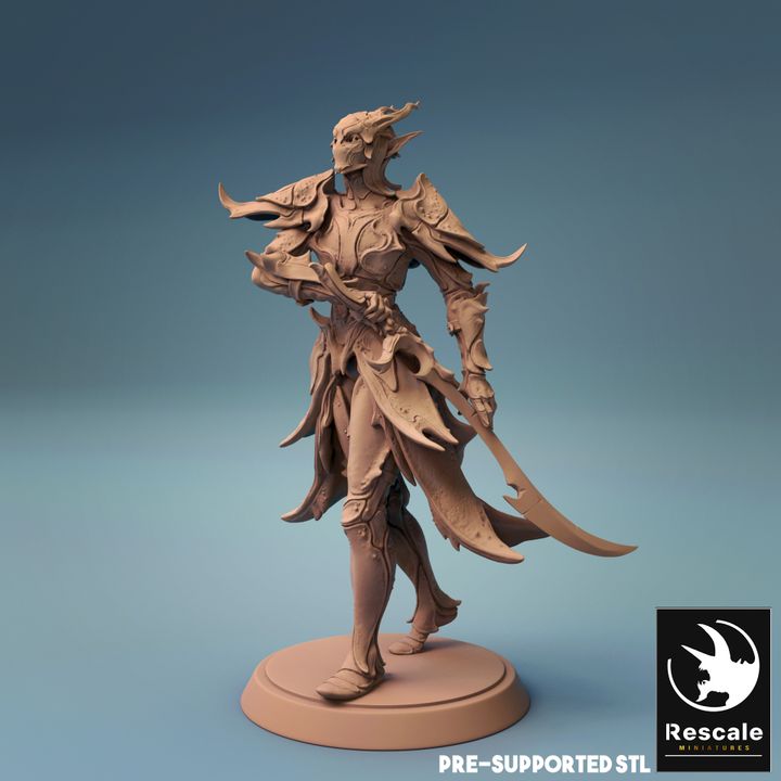 Elf Warrior Sword Fighter Miniature | Medium | Rescale Miniatures | D&D DnD Pathfinder Miniature