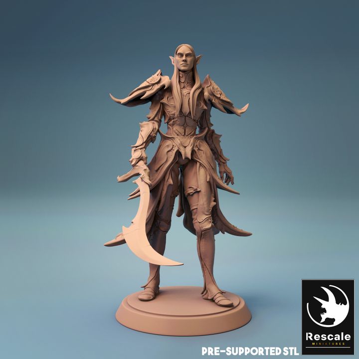 Elf Fighter Warrior Miniature | Medium | Rescale Miniatures | D&D DnD Pathfinder Miniature