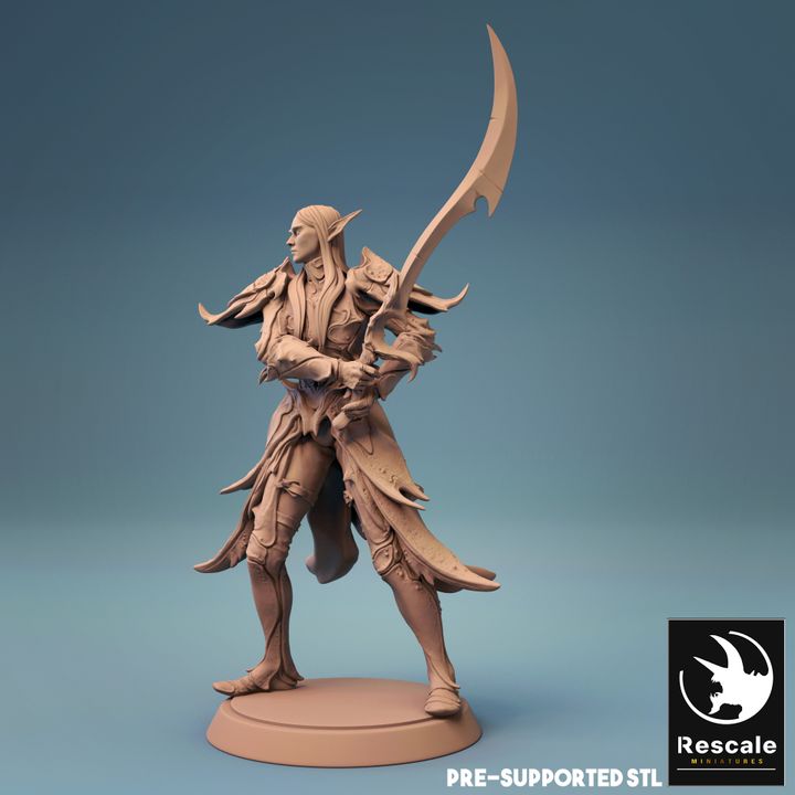 Elf Warrior Sword Fighter Miniature | Medium | Rescale Miniatures | D&D DnD Pathfinder Miniature