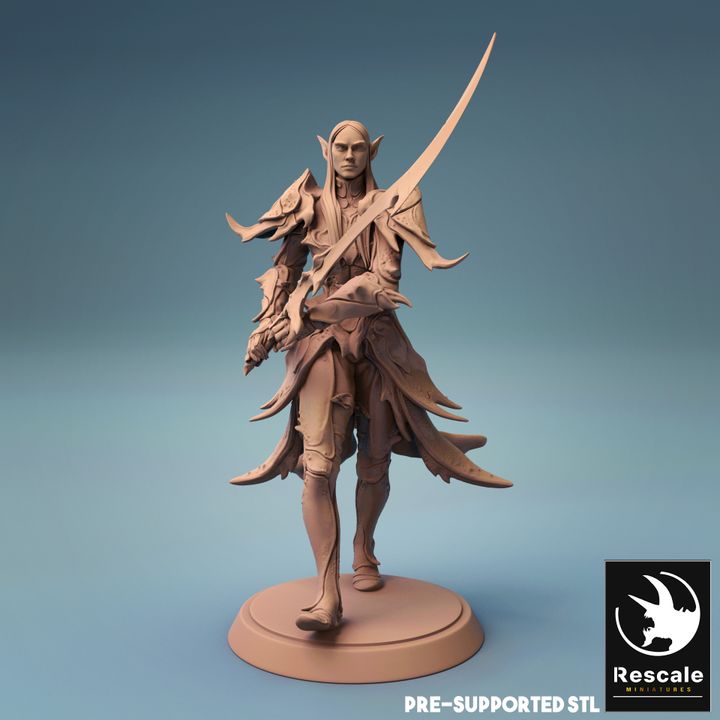 Elf Fighter Sword Pose | Medium | Rescale Miniatures | D&D DnD Pathfinder Miniature