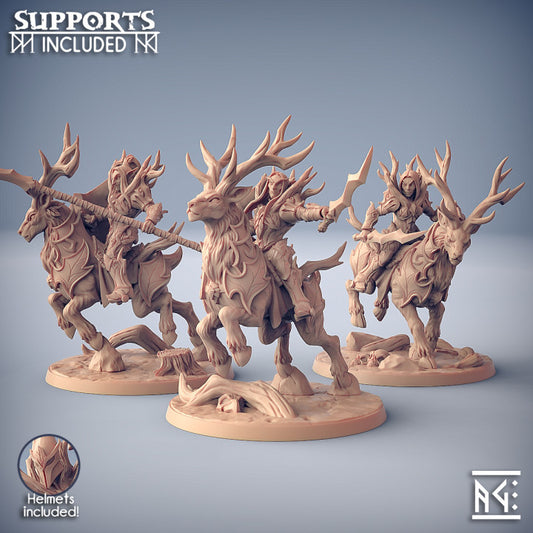 Sylvan Elf Ranger Stag Rider Guard | Large | Artisan Guild | D&D DnD Pathfinder Miniature