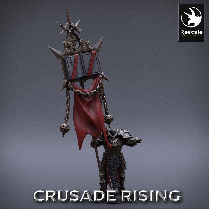 Collection Templar Paladin Support Banner Drummer | Medium | Rescale Miniatures | D&D DnD Pathfinder Miniature