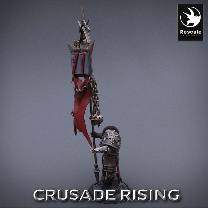 Collection Templar Paladin Support Banner Drummer | Medium | Rescale Miniatures | D&D DnD Pathfinder Miniature