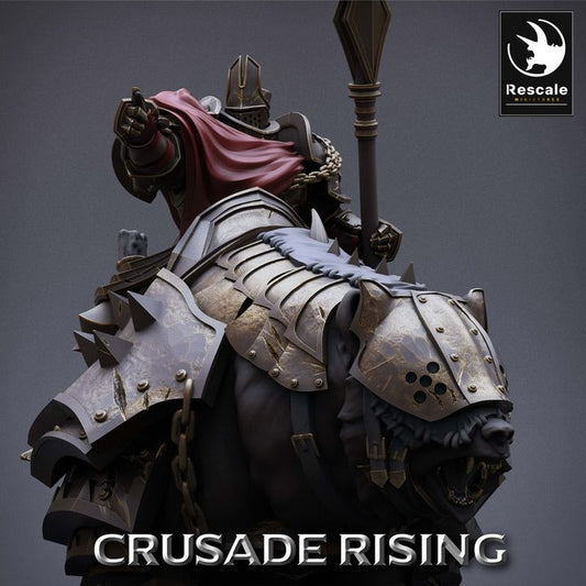 Templar Knight Bear Rider Paladin | Large | Rescale Miniatures | D&D DnD Pathfinder Miniature