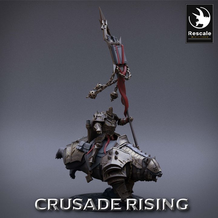 Templar Knight Bear Rider Banner | Large | Rescale Miniatures | D&D DnD Pathfinder Miniature