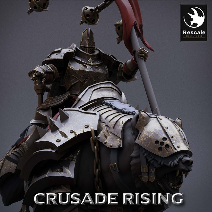 Templar Knight Bear Rider Banner | Large | Rescale Miniatures | D&D DnD Pathfinder Miniature